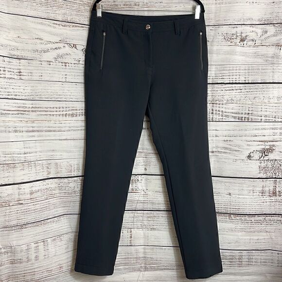 NVO by lanctot Pants Womens Size 8 classic straight Marten Black Ponte Golf - Picture 1 of 12